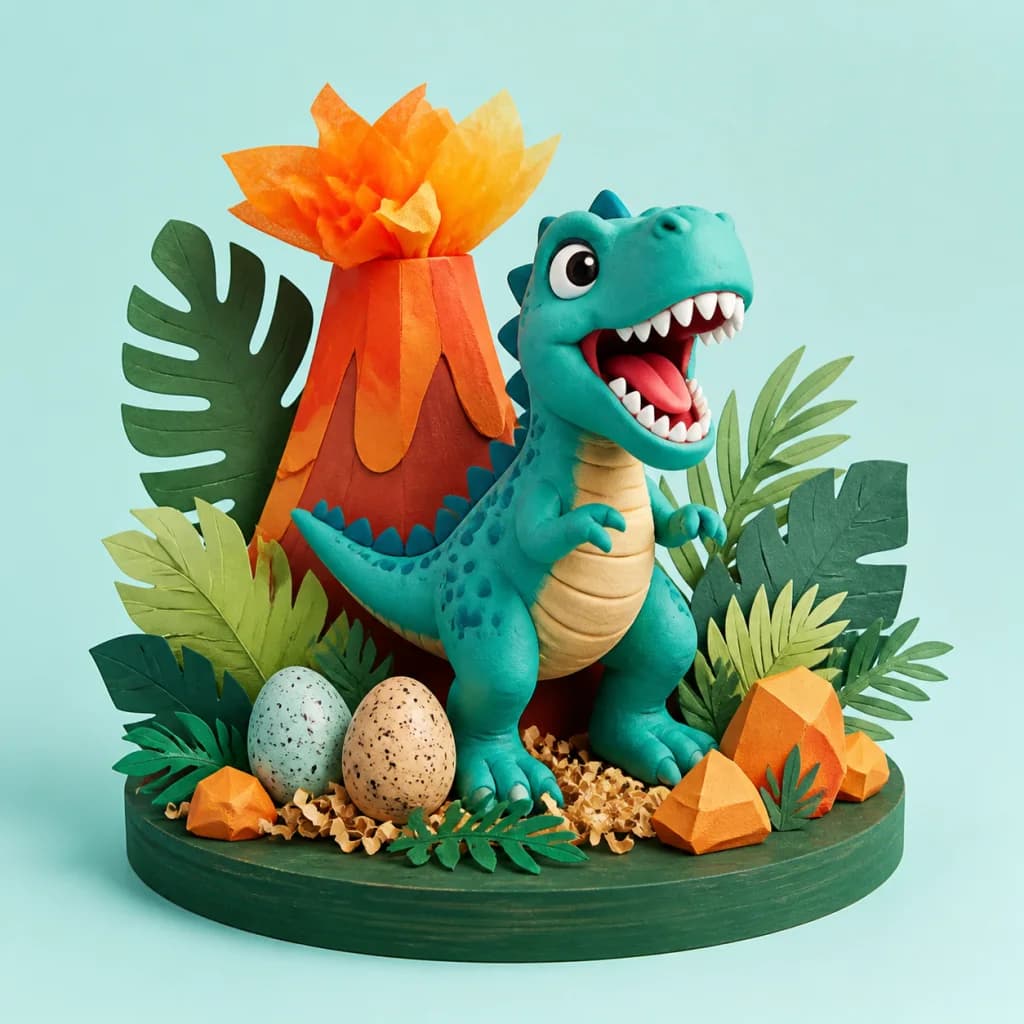 Centro de mesa Aventura jurásica, tema Dinosaurios