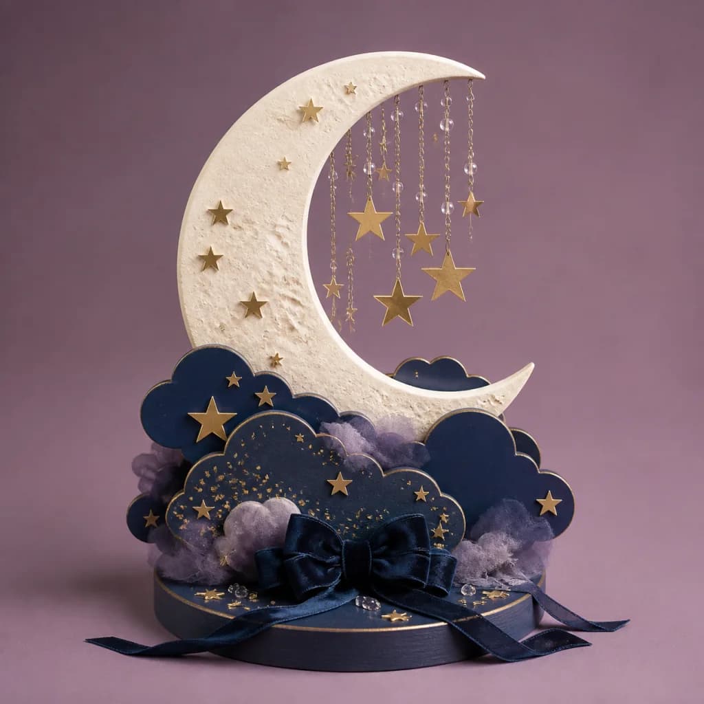 Centro de mesa Luna y estrellas, tema Celestial